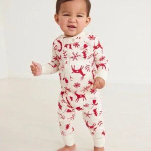 Hanna Andersson Scandi Cane Holiday Baby Zip Sleeper Baby 12-18 Months